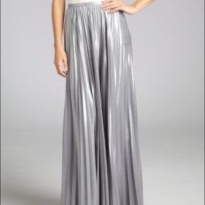 Halston Heritage New Silver accordion foil maxi